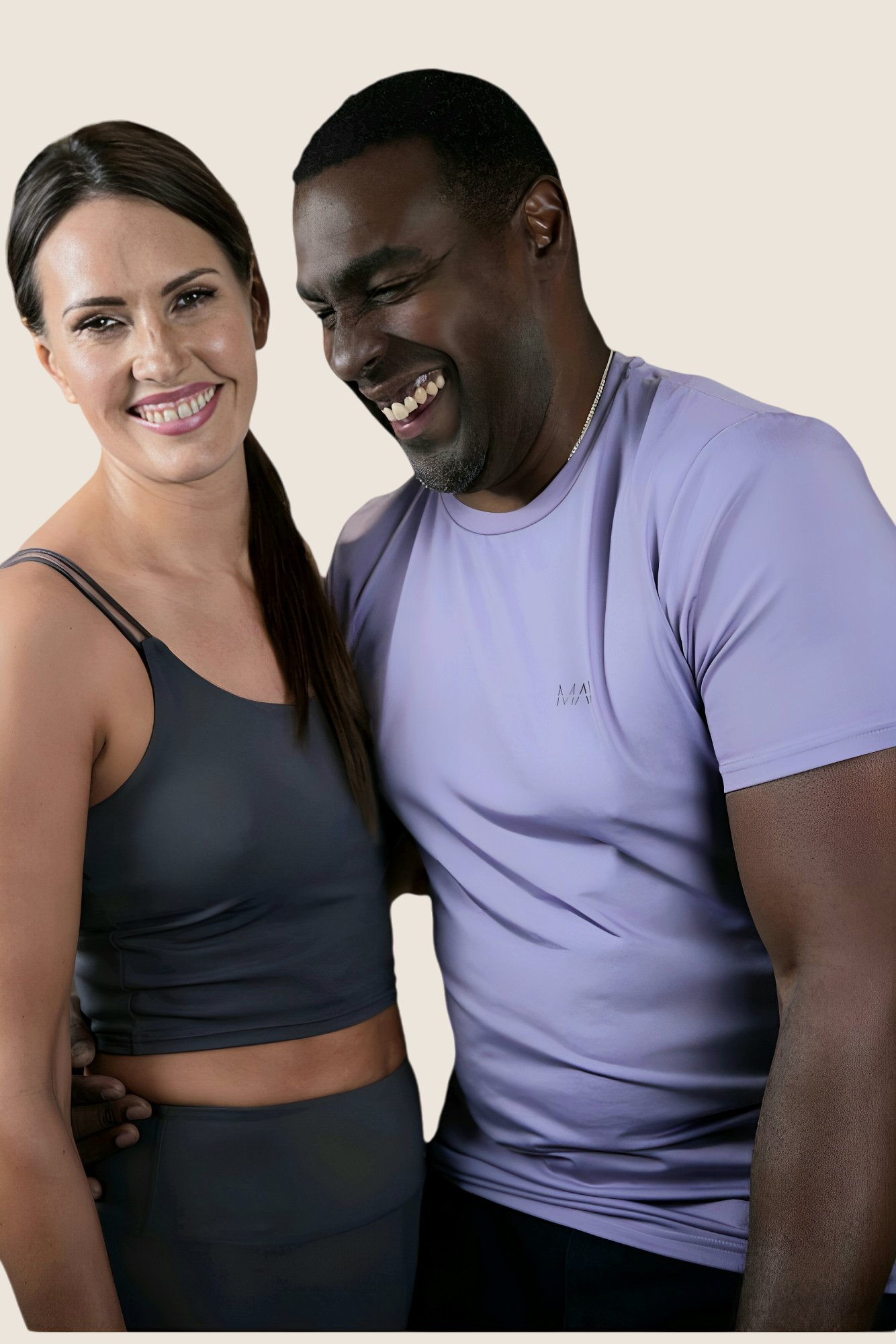 Jodie and Nolan, co-founders of The Fitness Lady, photographed together.